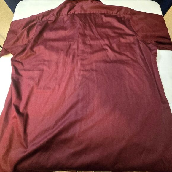Van Heusen Mens Size Tall 18.5 37/38 Button Up Long Sleeve Lux Sateen Wine/Burg - Picture 3 of 5